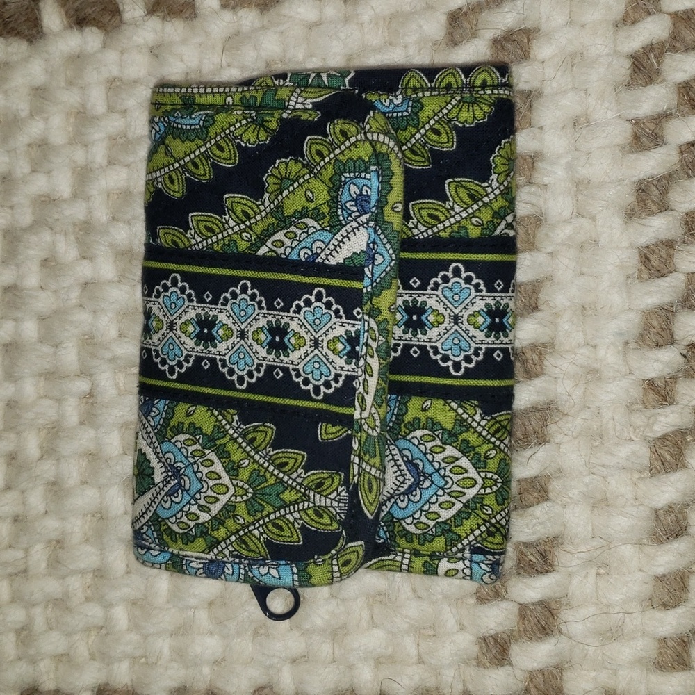 Vera Bradley trifold wallet green and navy